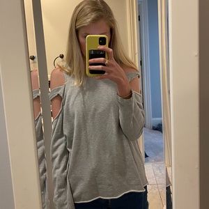 Sanctuary Cold Shoulder Grey Sweatshirt